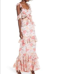 New Wayf Milan Ruffle Cutout Maxi floral dress